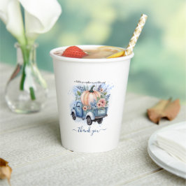 Ein kleines Pumpkin Truck Blue Watercolor Baby Dus Pappbecher