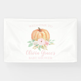 Ein kleines Puppkin Baby Dusche pinkfarben Blumens Banner