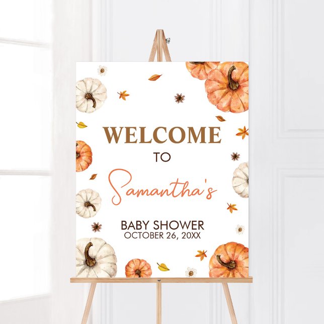Ein kleines Puppkin Baby Dusche Willkommen Poster (Fall Pumpkin Baby Shower Welcome Sign)