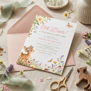 Ein kleines Reh ist fast da Wald Baby Shower Einladung