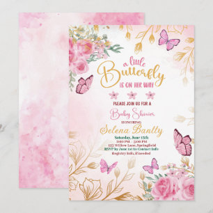 Ein kleines Schmetterling Baby Dusche Girl Waterco Einladung