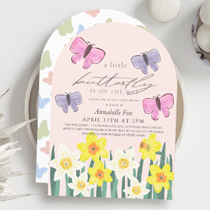 Ein kleines Schmetterling-Daffodil Pink Girl Baby- Einladung