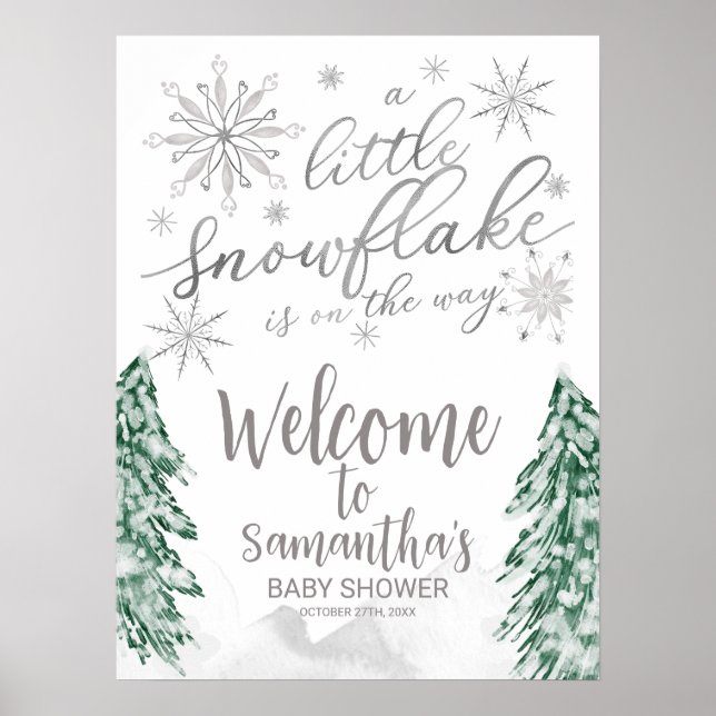 Ein kleines Snowflake Babydusche Begrüßungszeichen Poster (Vorne)