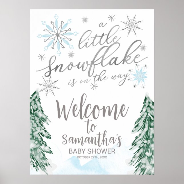 Ein kleines Snowflake Babydusche Begrüßungszeichen Poster (Vorne)