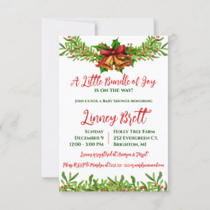 Ein kleines Stück Joy Holiday Wreath Baby Dusche Einladung