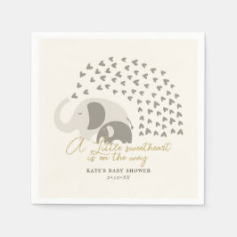 Ein kleines, süßes Elefant Neutral Baby Dusche Serviette