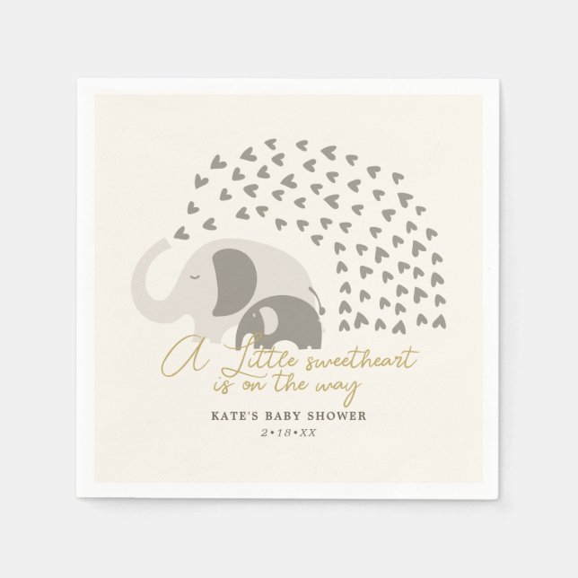 Ein kleines, süßes Elefant Neutral Baby Dusche Serviette (Vorderseite)