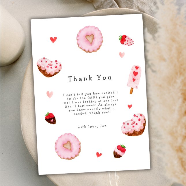 Ein kleines Sweetheart Donuts Valentines Baby Dusc Dankeskarte (A Little Sweetheart Donuts Valentines Baby Shower Thank You Card)