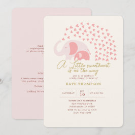 Ein kleines Sweetheart Elephant Girl Baby Dusche Einladung