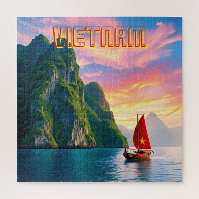 Ein kleines Vietnamesisch in Ha Long Bay Vietnam (Vertikal)