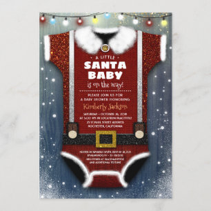 Ein kleines Weihnachtskind ist unterwegs mit Baby- Einladung