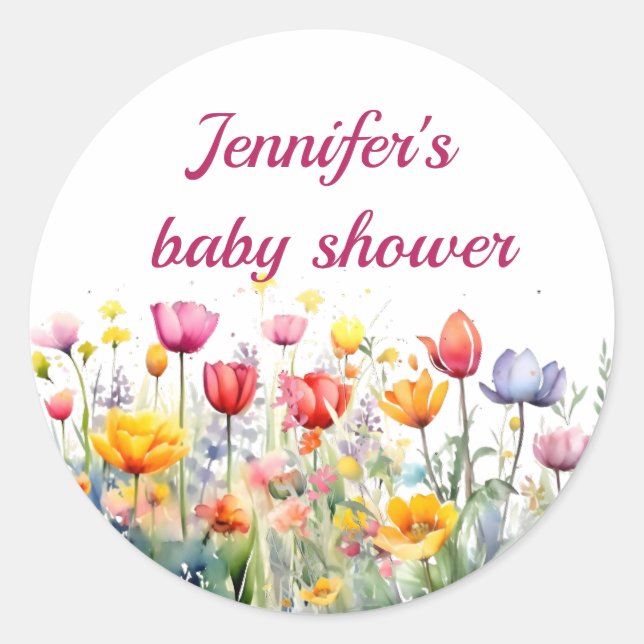 ein kleines Wildblume Babydusche Runder Aufkleber (Vorderseite)