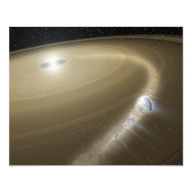 Ein Komet, der zerrissen wird, um einen toten Ster Fotodruck (Vorne)