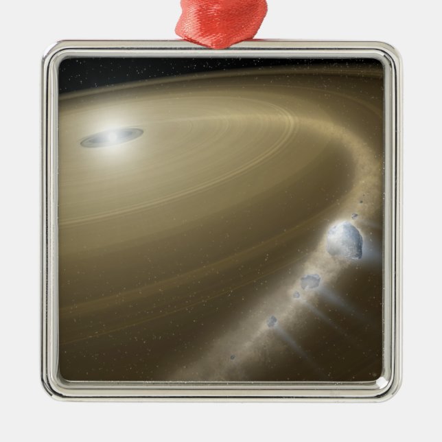 Ein Komet, der zerrissen wird, um einen toten Ster Silbernes Ornament (Vorne)