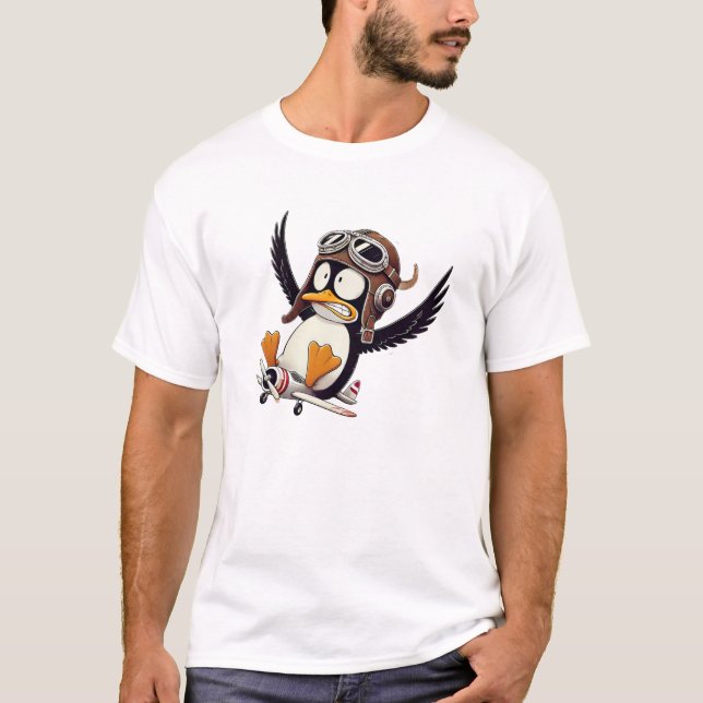 Ein komischer Pinguin im Flugzeug. T-Shirt (Vorderseite)