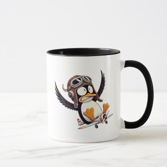 Ein komischer Pinguin-Pilot. Tasse (Rechts)