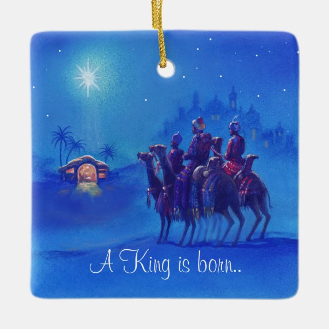 Ein König ist eine Geborene Weihnachtskrippe Keramikornament (Vorderseite)