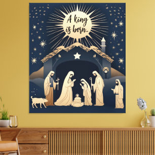 Ein König ist eine geborene Weihnachtsszene Leinwanddruck