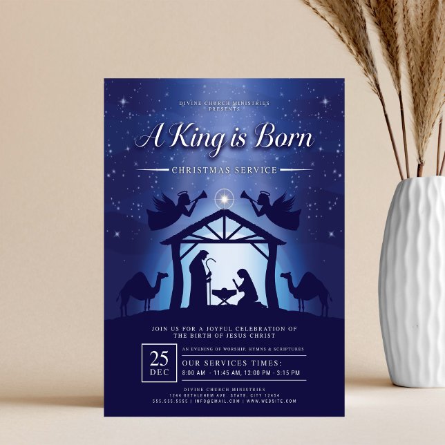 Ein König wird blau geboren Krippenszene Kirche Flyer (Von Creator hochgeladen)