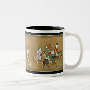 Ein Konvoi der Mongolen, Chinesen, 14. Jahrhundert Zweifarbige Tasse