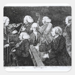 Ein Konzert in Cambridge, 1770 Quadratischer Aufkleber