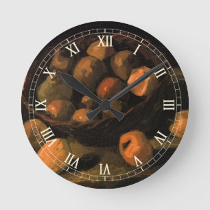 Ein Korb mit Äpfeln von Vincent van Gogh Runde Wanduhr