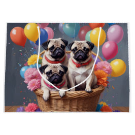 Ein Korb voller Mops und Balloons Große Geschenktüte