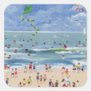 Ein kornischer Strand Quadratischer Aufkleber