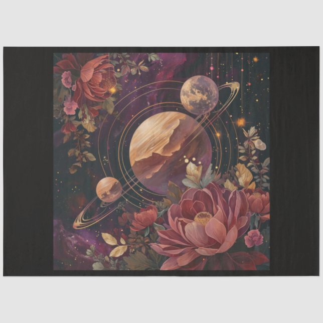 Ein kosmischer Planet und Kristalle - Serie Design Seidenpapier (Vorderseite)