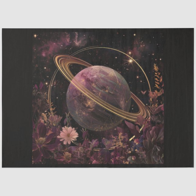 Ein kosmischer Planet und Kristalle - Serie Design Seidenpapier (Vorderseite)
