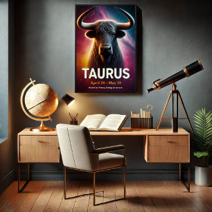 Ein kosmisches Taurus Bull Zodiac Poster