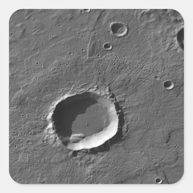 Ein Krater auf Mars Quadratischer Aufkleber (Vorderseite)