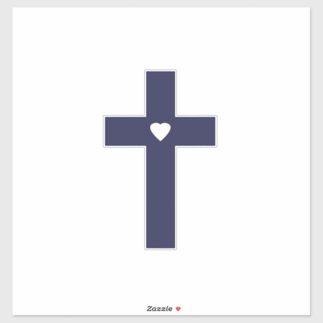Ein Kreuz mit Herz Aufkleber (Blatt)