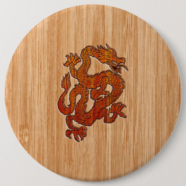 Ein Krimson Dragon auf Bamboo wie Button (Vorderseite)