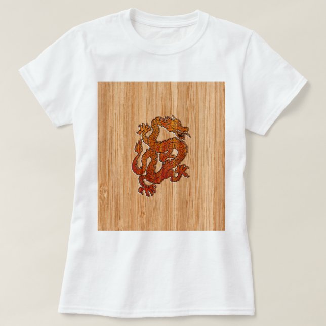 Ein Krimson Dragon auf Bamboo wie T-Shirt (Design vorne)
