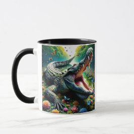 Ein Krokodil ist offen. Tasse