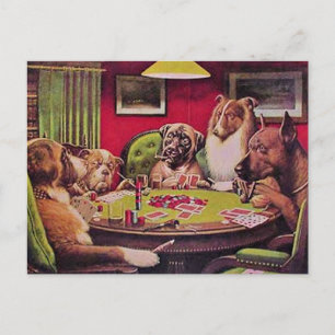Ein kühner Bluff, Hunde spielen Poker, Postkarte