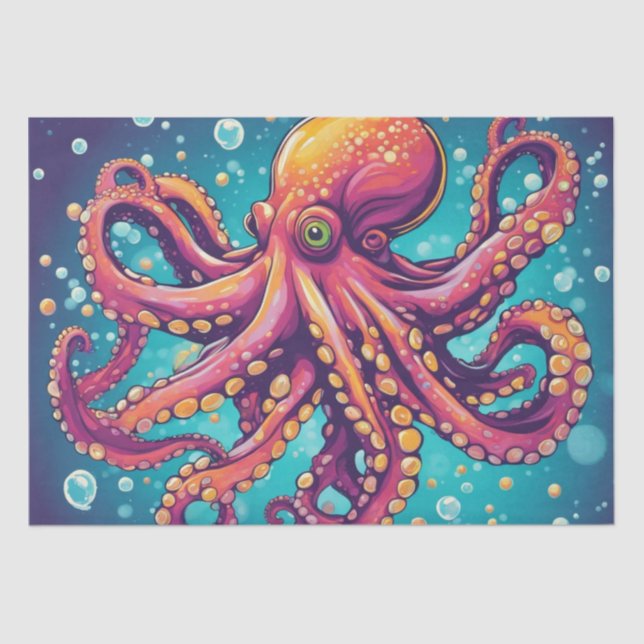 Ein kühnes Pop Art Octopus Dekoupage Design Seidenpapier (Vorderseite)