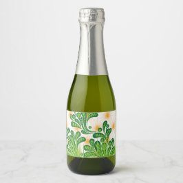 Ein künstlerisches Muster in Grün und Gold, das ei