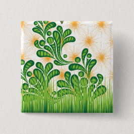 Ein künstlerisches Muster in Grün und Gold, das ei Button