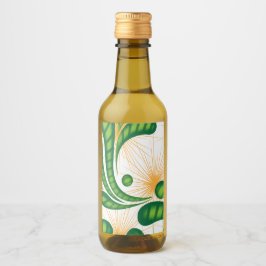 Ein künstlerisches Muster in Grün und Gold, das ei Weinetikett