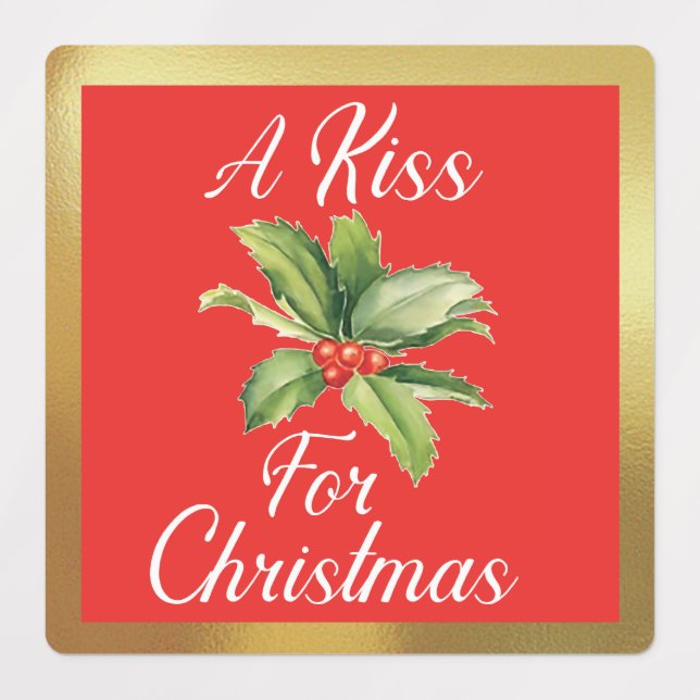 ein Kuss für Weihnachtsschilder Etiketten (Design 1)