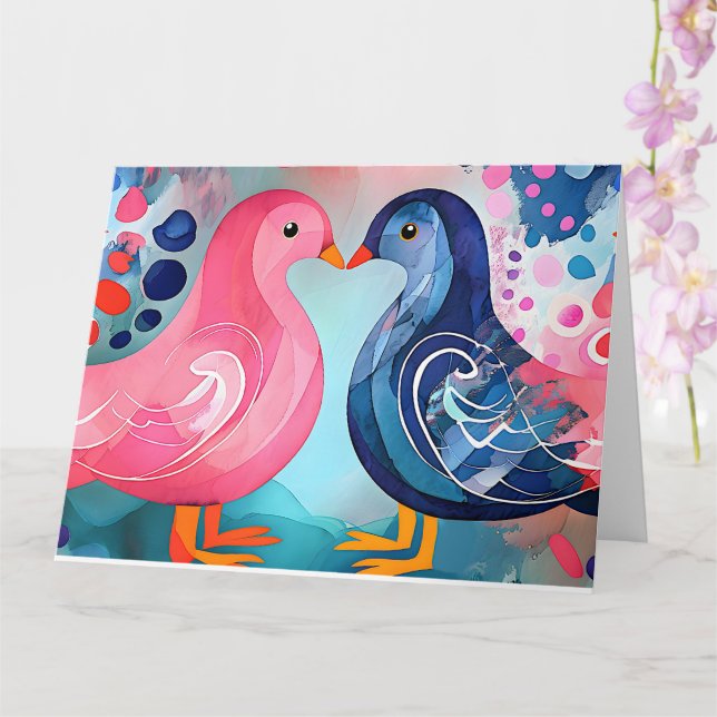 "Ein Kuss in Feathers" Glücklicher Valentinstag Karte (Orchidee)