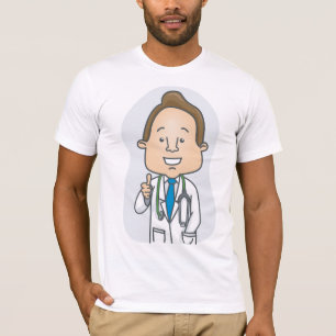 Ein lächelnder Arzt, der mit Stethoskop die Daumen T-Shirt