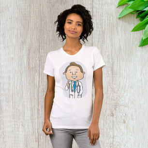 Ein lächelnder Arzt, der mit Stethoskop die Daumen T-Shirt