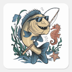 ein lächelnder Fisch Quadratischer Aufkleber