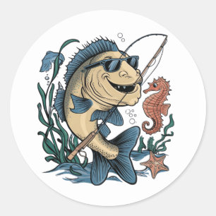 ein lächelnder Fisch Runder Aufkleber