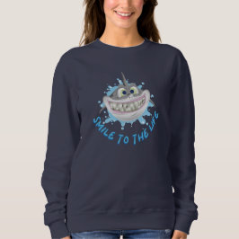 Ein lächelnder Hai im Cartoon-Stil - Lächeln Sie i Sweatshirt