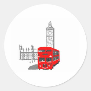 Ein lächelnder Londoner Bus Runder Aufkleber