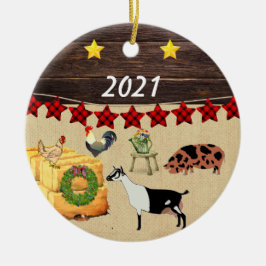 Ein Land Weihnachten Kune & Ziege Keramik Ornament